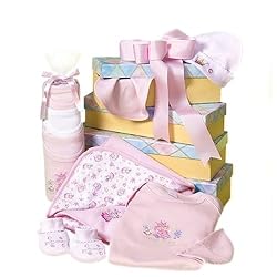 "Towering Layette" Newborn Baby Girl Gift Tower