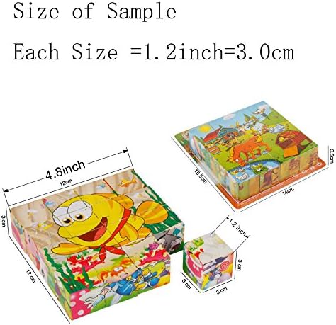 Rollbear Sea Wooden 16 pcs Cube Puzzle Best Blocks for 2 3 4 Years Old Toddlers Kids