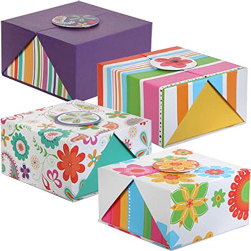Split Top Floral Striped Paisley Small Gift Boxes (Pack of 4)