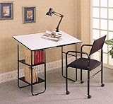 510TUpTveTL. SL160  3 Piece Drafting Table Set Desk W/Lamp & Chair by Coaster Furniture