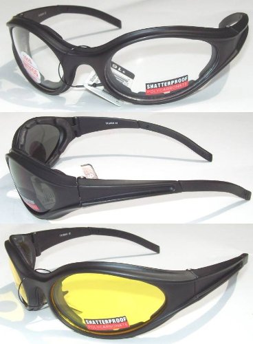 3 Black Frame Biker Riding Sunglasses