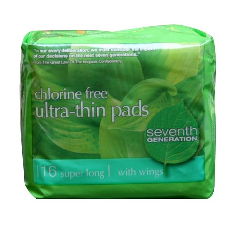 Seventh Generation Chlorine Free Maxi Pads, Ultra Thin Super Long, 16-Count Packages (Case of 12)