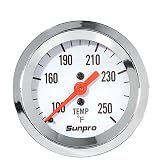 Sunpro CP8207 Mechanical Water/Oil Temperature Styleline Gauge - White Dial
