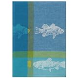 100% Cotton Jacquard Fish Blue Dishtowel 18 X 28 Set 6 by Traders and Company