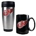 Detroit Red Wings NHL Stainless Steel Travel Tumbler & Black Ceramic Mug Set - Primary Logo