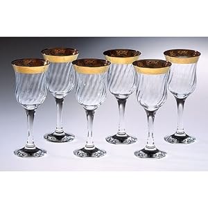 Lorenzo Gold Border Stemmed Water Glass, Set of 6 Lorenzo Gold Border Stemmed Water Glass, Set of 6