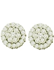 1.50 Carat (ctw) 14k White Gold Brilliant Round White Diamond Ladies Cluster Flower Earrings