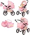 Tako Natalia in pink - foldable 2 in 1 pram &  pushchair /comes  with raincover, footmuff, baby bag, carrycot
