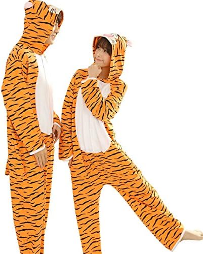 Cameinic Orange tiger Cosplay Costume Adult Onesies Jumpsuit Pajamas Sleepwear