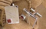 Garnet cufflinks, 'Modern Geometry'