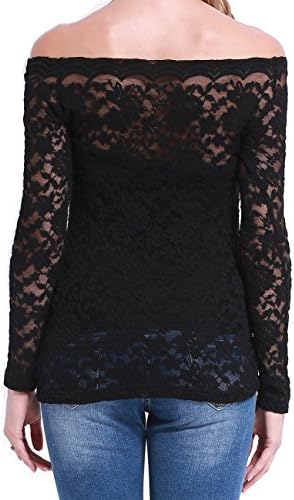 Mosocow Women's Floral Lace Off Shoulder Stretchy Fit Top Blouse Black S