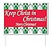 VictoryStore Yard Sign Outdoor Lawn Decorations - Keep Christ in Christmas Yard Sign, Green and Red - Set of 2 - with 2 Stakes