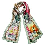 100% Luxurious Charmeuse Silk Porcelain China Blooming Rose Long Scarf Shawl