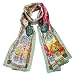 100% Luxurious Charmeuse Silk Porcelain China Blooming Rose Long Scarf Shawl