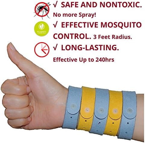 5 Mosquito Bug Insect Repellent Bracelets - Family Pack - DEET Free Wristbands Pest Control Repeller No Spray Best All Natural Plant Oils Repelling Product - 5 Ziploc Color Packs