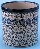 Polish Pottery Lg. Utensil Crock / Jar 5 3/4 H x 5 3/4 Diameter