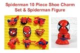 Set of 10 Super Hero Spiderman Figure and Shoe Charms, Shoe Snap on Decorations, Charms, Buttons, Widgets, for Clogs, Crocs, Bracelets and More