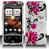 Premium - PDA HTC 6350/ Droid Incredible 2 Red Flower on White Cover - Face ....