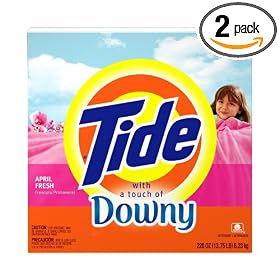 Tide with a Touch of Downy Powder Detergent, April Fresh Scent, Case Pack, Two 95-Load Boxes ( 190-Loads)