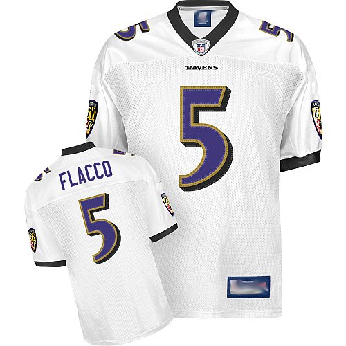 Kids Baltimore Ravens 5 Joe Flacco White Jerseys Authentic Football Jersey Size S(10-12)m(12-14)l(14-16)xl(16-18) (Please Select the Size When You Order, Can Do Drop Shipping)