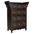 Handmade Asian Furniture - 41" Black Lacquer Pagoda Style Chinese Medicine Cabinet - 12-Drawer
