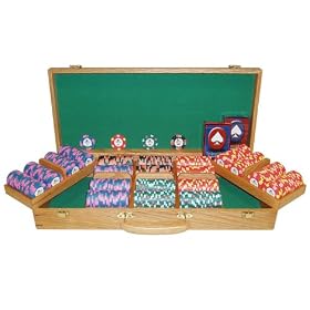 500 World Tophat and Cane PaulsonR Clay Chips w Oak Case by 