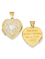 14k Yellow Gold 18mm Heart Rhodium Reversible Gold Locket. Metal Wt- 1.37g