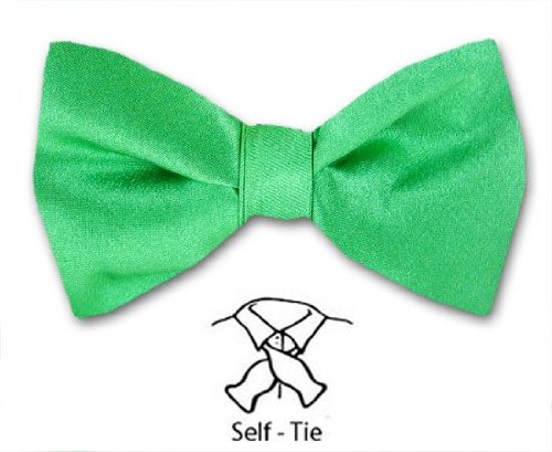 Self Tie Solid Satin Formal Bow Tie Kelley Green