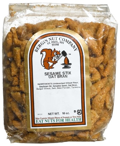 Bergin Nut Company Sesame Stix Oat Bran, 10-Ounce Bag (Pack of 12) by Bergin Nut Company
