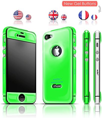 exofab iPhone 4/4S ultra-thin skin / cover / selfie case bundle pack. Front - back &amp; side 3D protection (Screen protector included) Color: Jamaica Lime