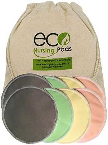 Washable Organic Bamboo Nursing Pads- 8 Pack (4 Pair) Reusable Breast Pads with Leakproof Back by EcoNursingPads, Size Small