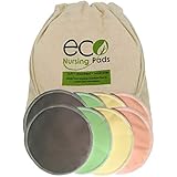 Washable Organic Bamboo Nursing Pads- 8 Pack (4 Pair) Reusable Breast Pads with Leakproof Back by EcoNursingPads