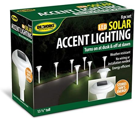 Ideaworks JB5629 Solar-Powered LED Accent Light, Set of 8 - White