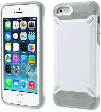 XAiOX Apple iPhone 5 5S Glossy Hybrid Combo Shell Case (White/Grey)