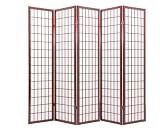 Asian Décor - 70" Window Pane Japanese Shoji Privacy Screen Divider - 5 Panel Cherry Rosewood