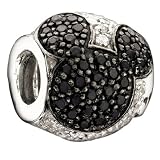 Chamilia Disney Mickey Jeweled Black & White CZ Bead * Authentic Sterling Silver New