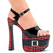 6.5 Inch Women's Sexy High Heel Shoes Sandal Ankle Strap Plaid Platform