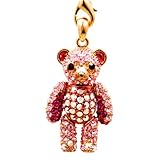 キラキラクマちゃん ストラップ＆ペンダント チェーン付き ピンク Mサイズ