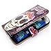 Bfun Packing Purple Flower Floral Skull Wallet Card Slot Stand Leather Cover Case for Samsung Galaxy S4 Gs4 I9500