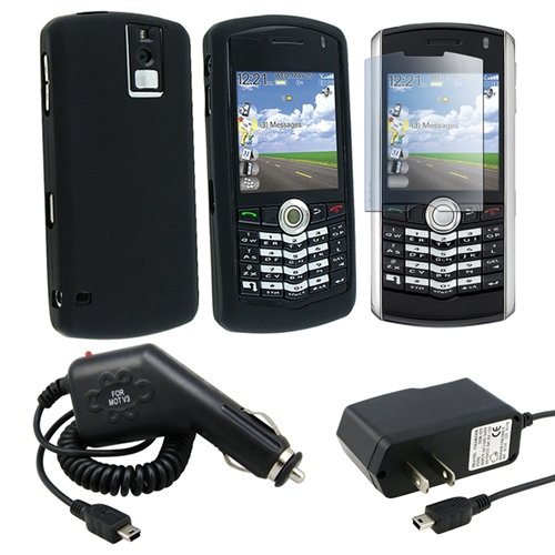 OEM Skin Case + Screen Protector + Chargers For Blackberry 8100 Pearl