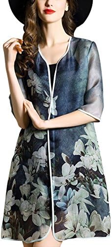 FVIE CATS 2016 Summer Women Floral Chiffon Kimono Cardigan Robe Jacket Blouse Tops (2XL)