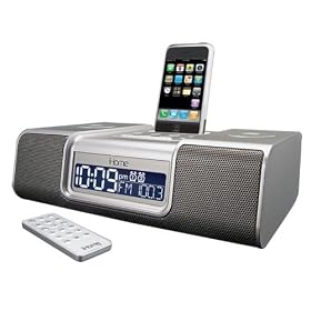 Silver Clock Radio With Audio System For iPod(R) - IHOME DUAL ALARM CLOCK FOR IPHONE IPOD SILVER ( IP9SR )