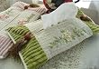Hand Ribbon Embroidered Flowers Green Tissue Box Cover