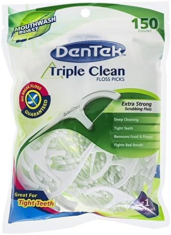 DenTek Triple Clean Floss Picks-Fresh Mint-150 ct (Pack of 4)