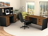 Executive Work Station and Credenza/Hutch Set in Tuscany Brown and Black -  ....