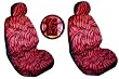 - 	 7 Piece Red Zebra Tiger Safari Animal Print Auto Interior Gift Set - 2 Low Back Front Bucket Seat Covers, 2 Separate Headrest Covers, 1 Steering Wheel Cover, and 2 Shoulder Harness Pressure Relief Cover