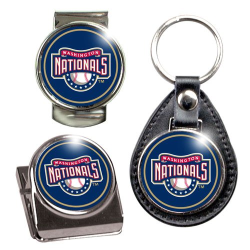 Washington Nationals MLB 3 Piece Stocking Stuffer Set - Key Chain, Money Clip & Magnet Clip