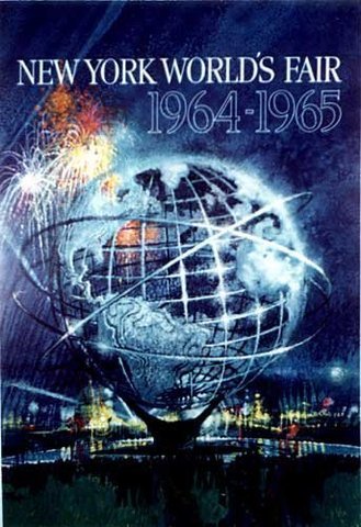 1964-65 NYWF NY New York World's Fair Original Blue Antique Vintage Travel Advertising Poster by Bob Peak