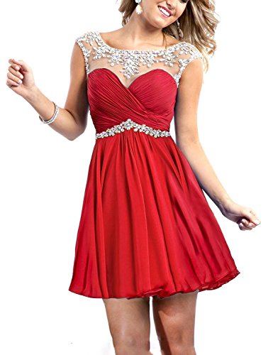 Babyonline Cap Sleeve Rhinestones Short Party Dress 2015 Prom Dress