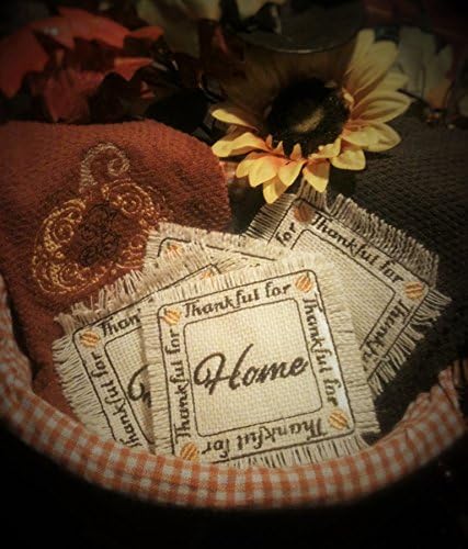 Embroidered kitchen gift basket. 2 Embroidered dish towel with embroidered set of 4 burlap coasters